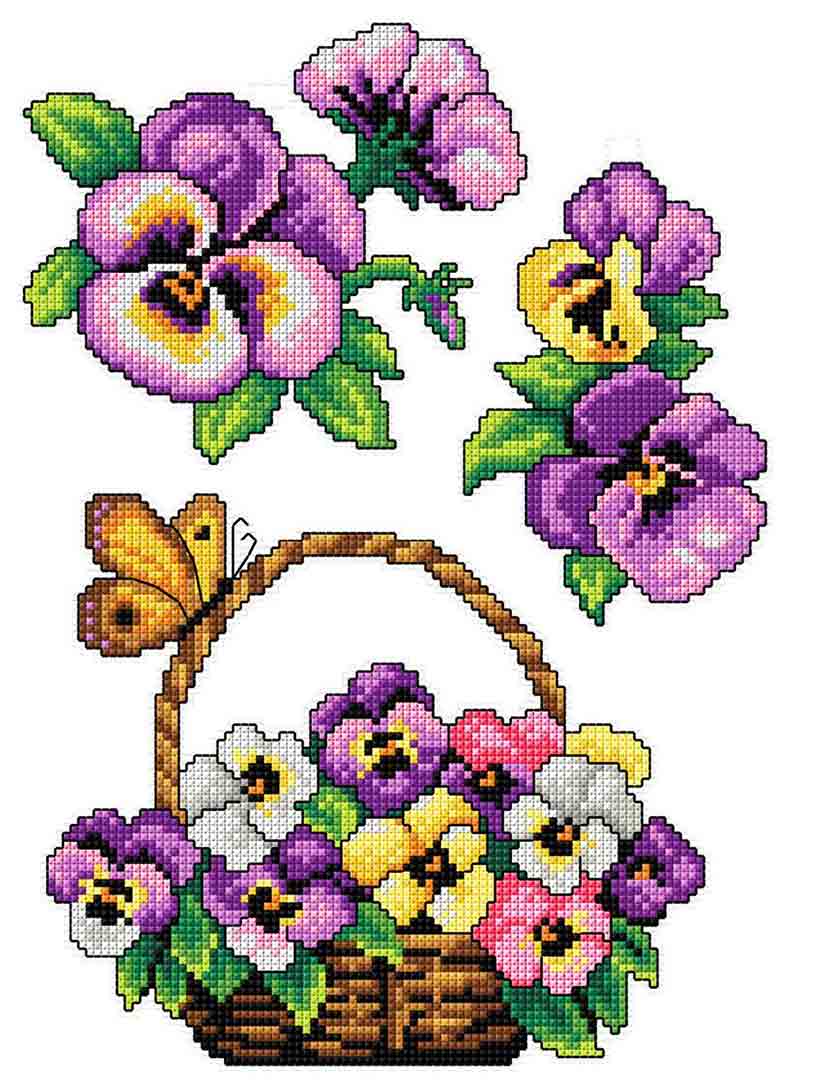 Stitched preview of Violas Counted Cross Stitch Kit