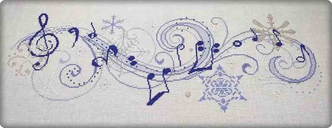 A stitched preview of the counted cross stitch pattern Musica D'Inverno (Winter Music) by Alessandra Adelaide