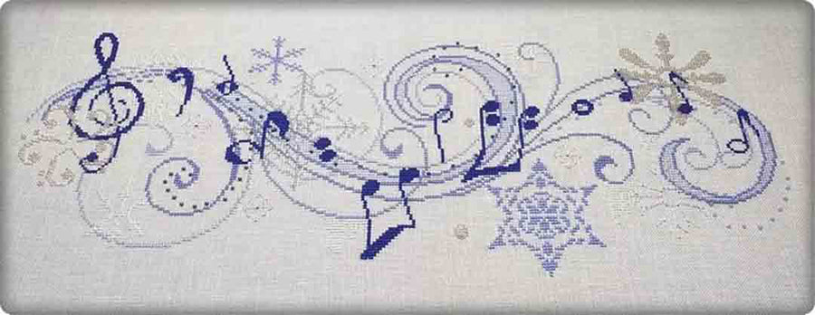 A stitched preview of the counted cross stitch pattern Musica D'Inverno (Winter Music) by Alessandra Adelaide