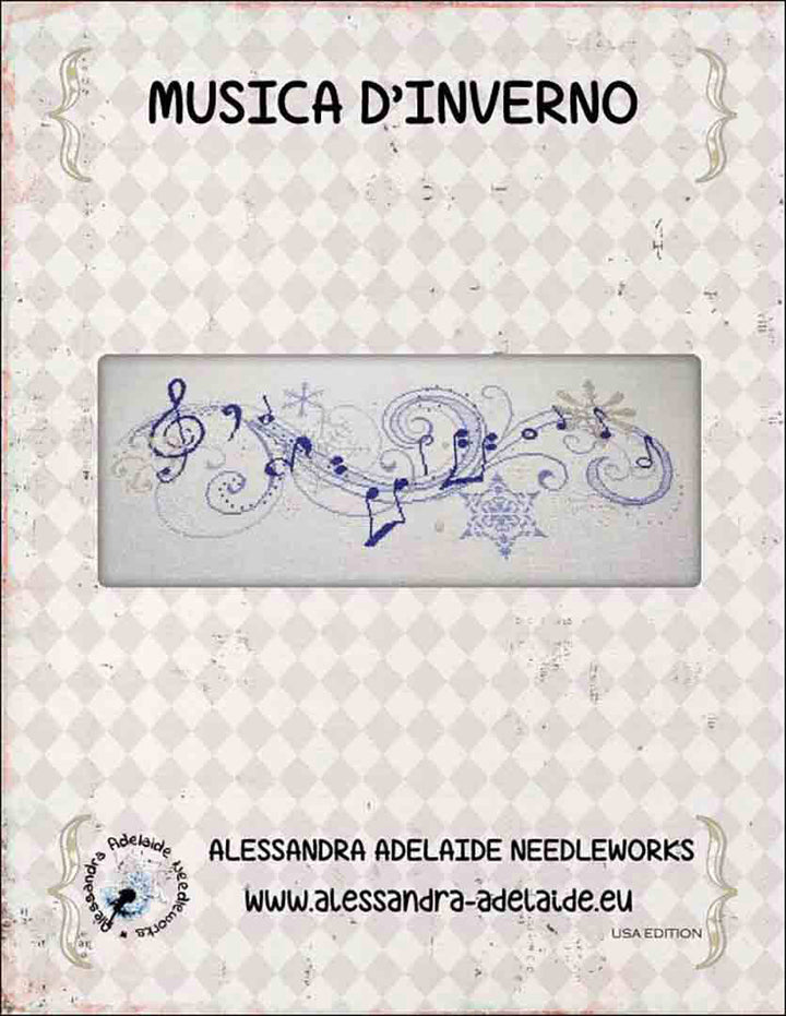 An image of the cover of the counted cross stitch pattern Musica D'Inverno (Winter Music) by Alessandra Adelaide