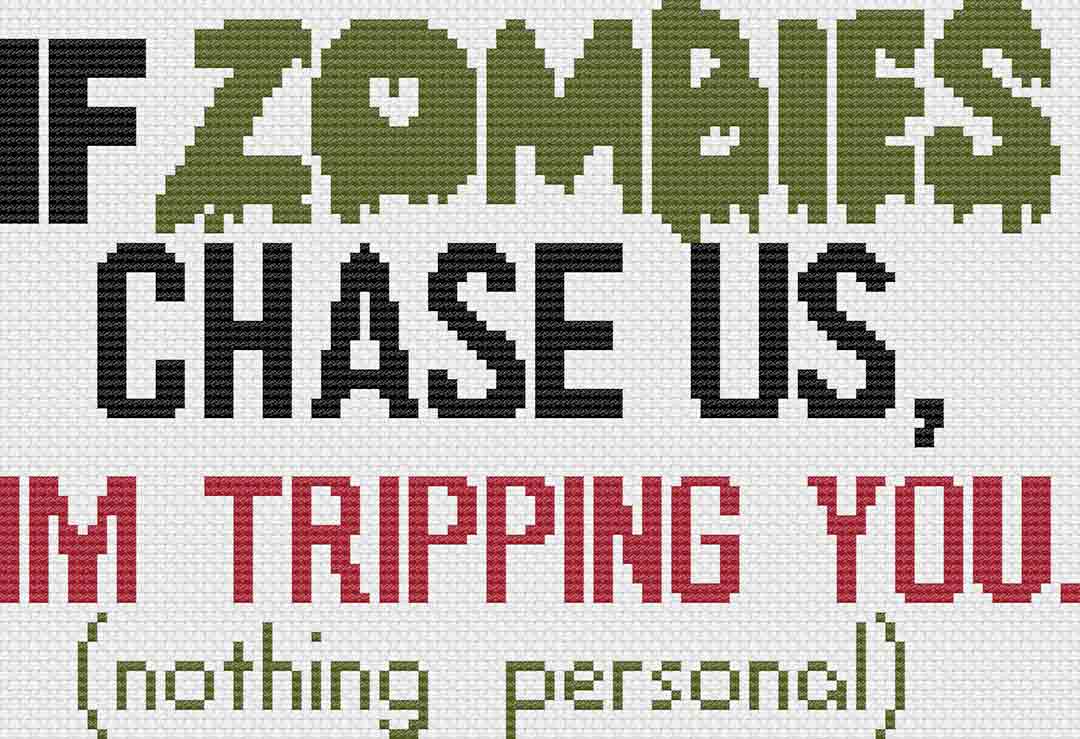 A stitched preview of the counted cross stitch pattern Zombies by Stitch Wit