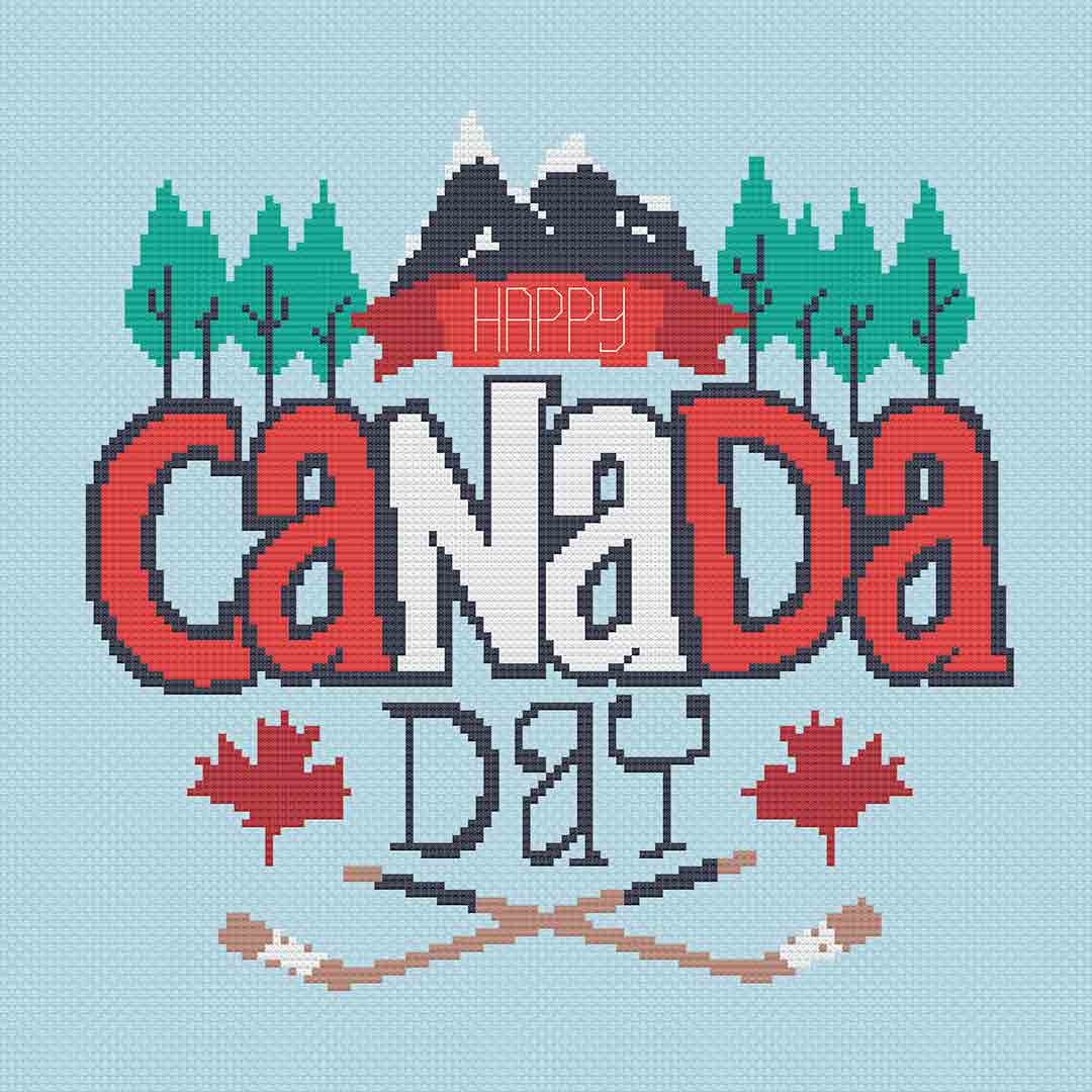 Stitched preview of Canada Day cross stitch pattern