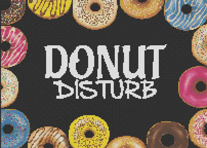 Stitched preview of Donut Disturb Counted Cross Stitch Pattern and Kit