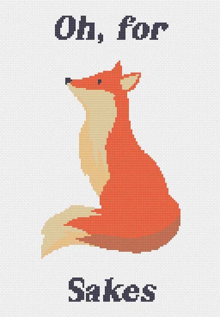 Stitched preview of Fox Sakes Counted Cross Stitch Pattern and Kit