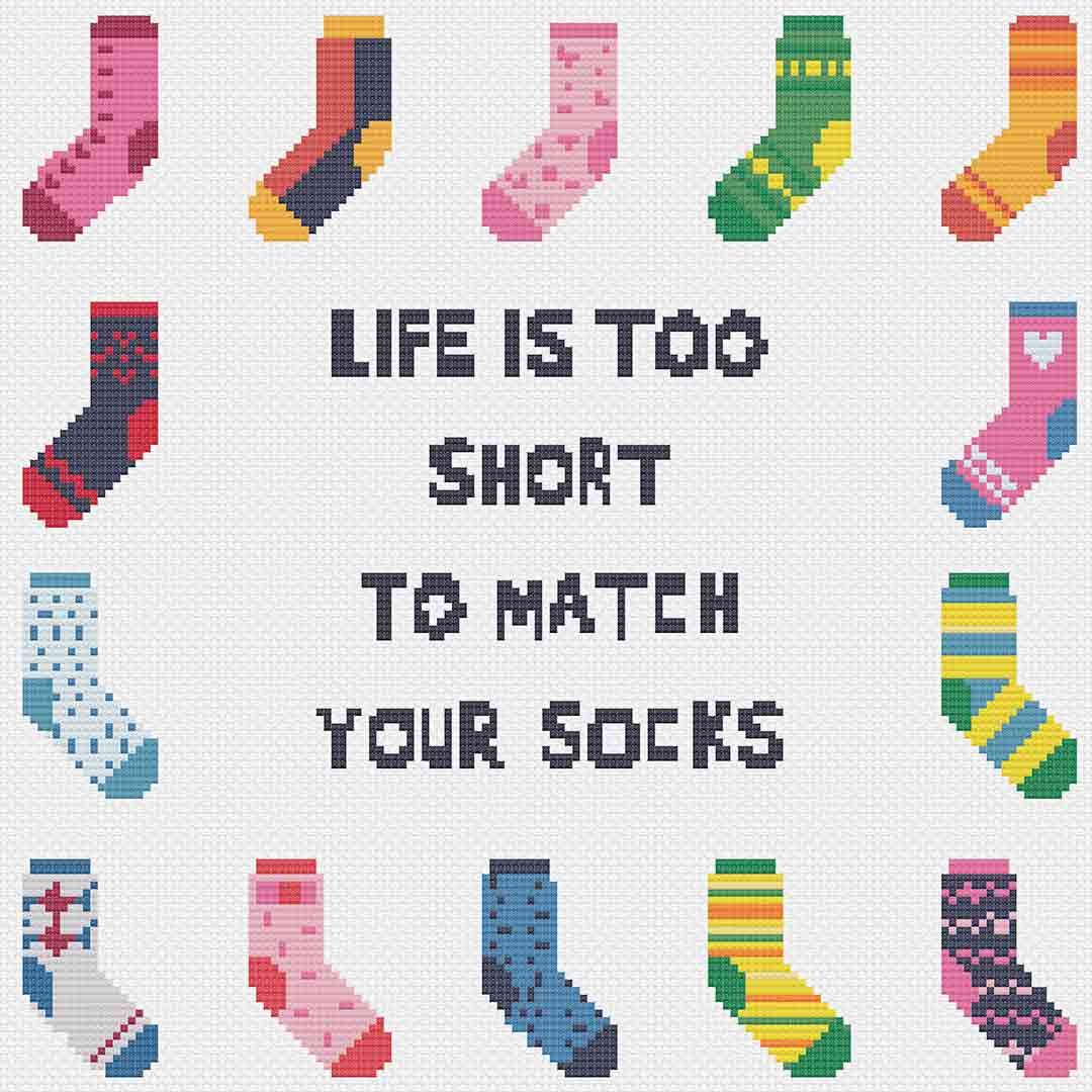 Stitched preview of Socks Counted Cross Stitch Pattern and Kit