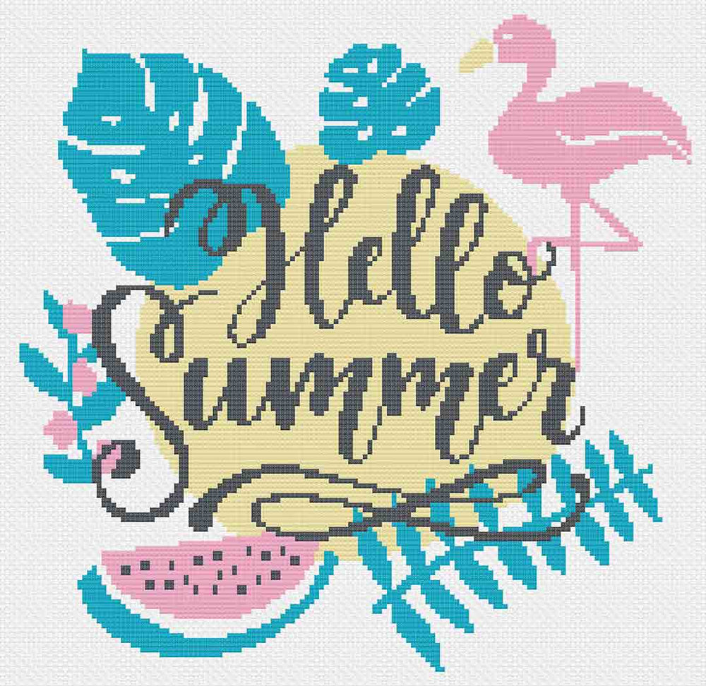 Stitched preview of Summer Vibes Counted Cross Stitch Pattern and Kit