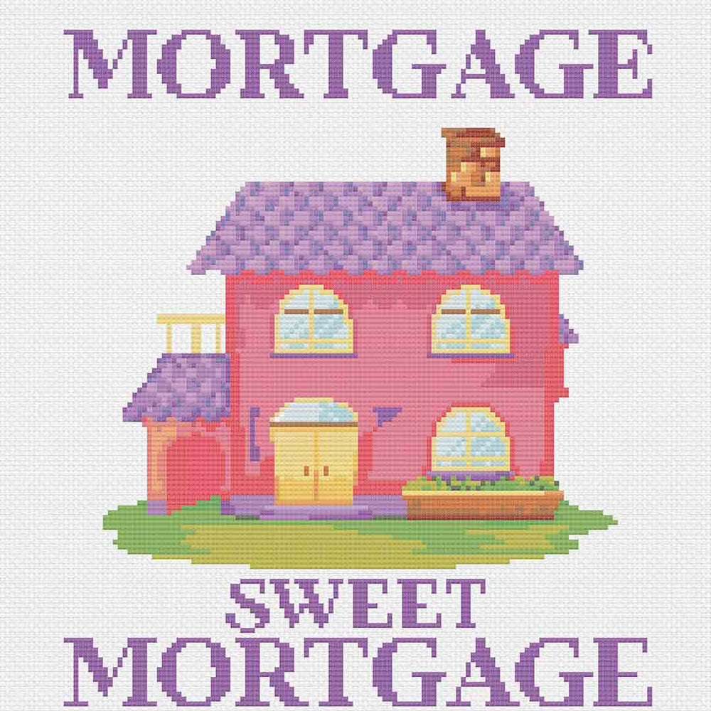 Stitched preview of Sweet Mortgage Counted Cross Stitch Pattern and Kit