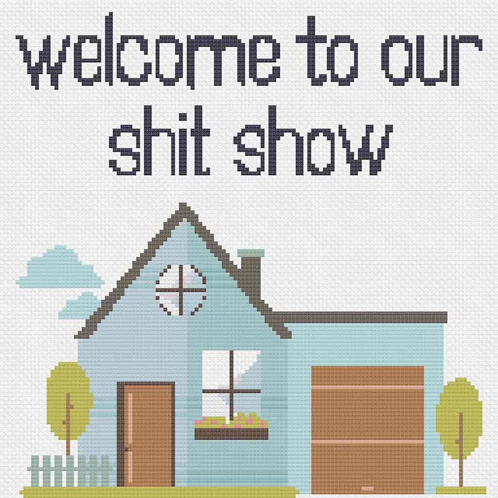 Stitched preview of Welcome Show Counted Cross Stitch Pattern and Kit