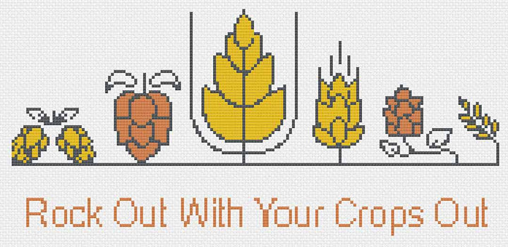 Stitched preview of Crops Out Counted Cross Stitch Pattern and Kit