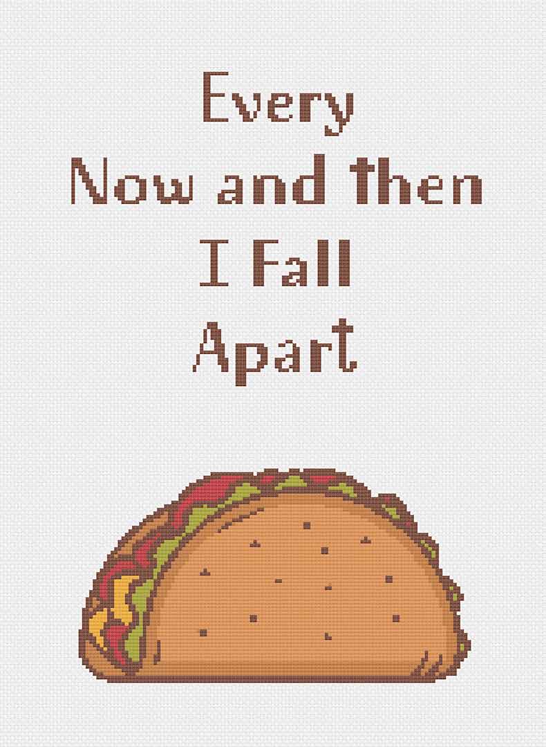 Stitched preview of Fall Apart Counted Cross Stitch Pattern and Kit