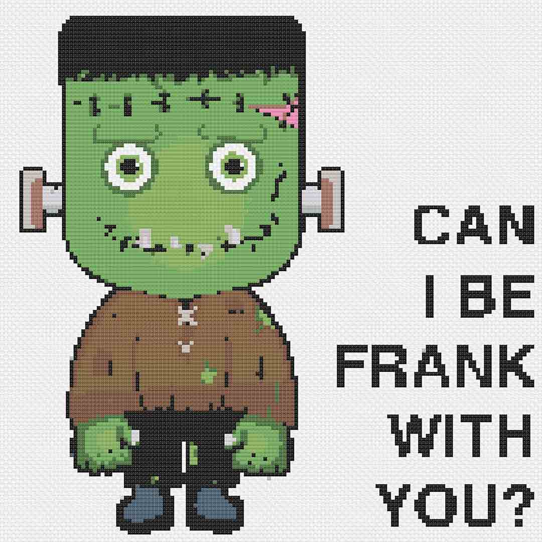 Stitched preview of Frank With You Counted Cross Stitch Pattern and Kit