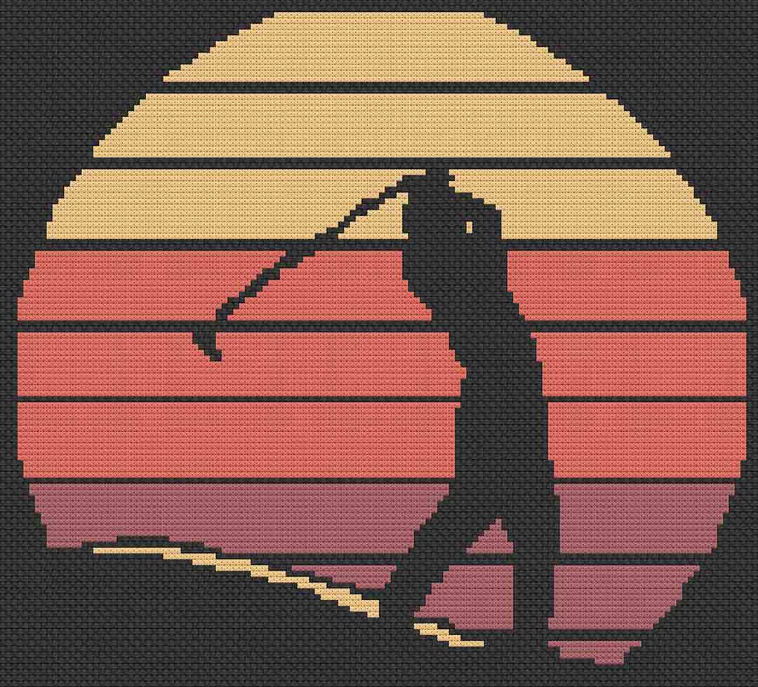 Stitched preview of Golf Silhouette Counted Cross Stitch Pattern and Kit