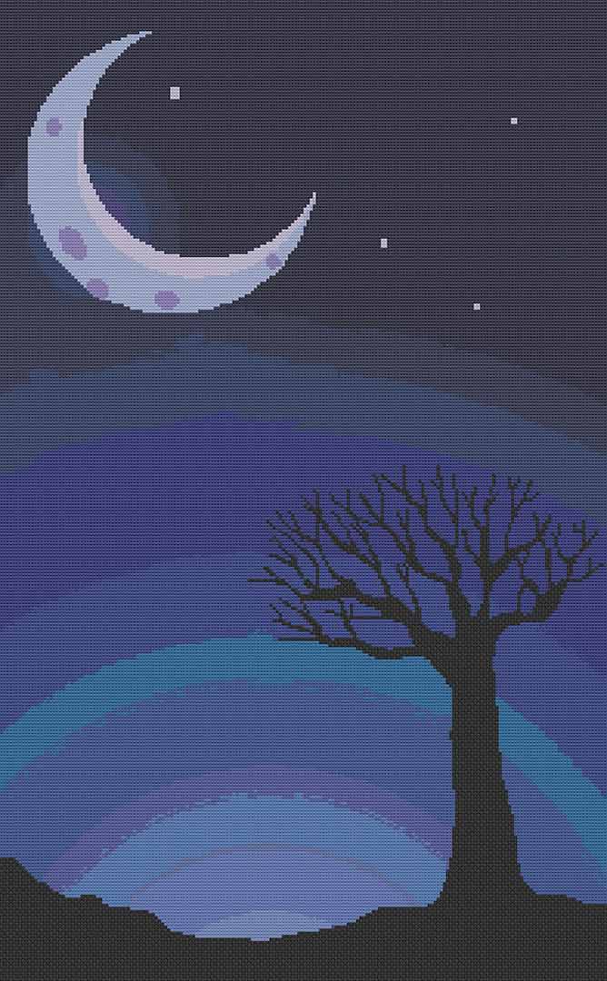 Stitched preview of Goodnight Moon Counted Cross Stitch Pattern and Kit