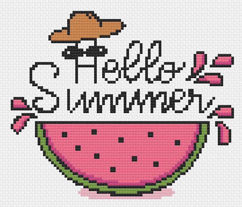 Stitched preview of Hello Summer Counted Cross Stitch Pattern and Kit