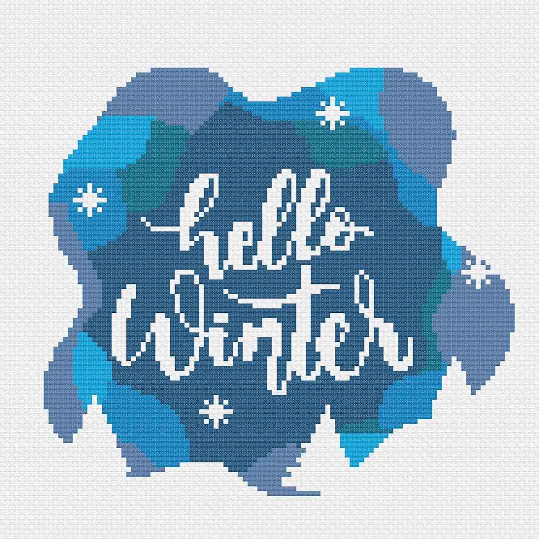 Stitched preview of Hello Winter Counted Cross Stitch Pattern and Kit