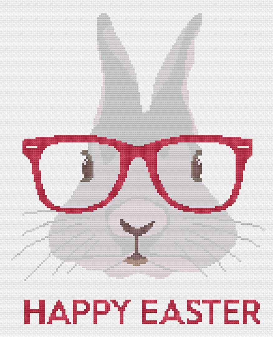 Stitched preview of Hipster Easter Counted Cross Stitch Pattern and Kit