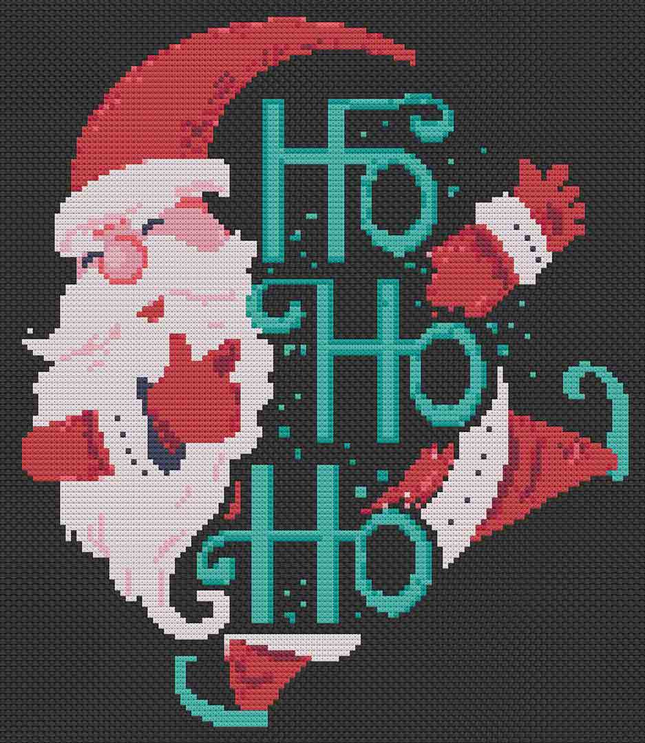 Ho Ho Ho Santa Pattern stitched