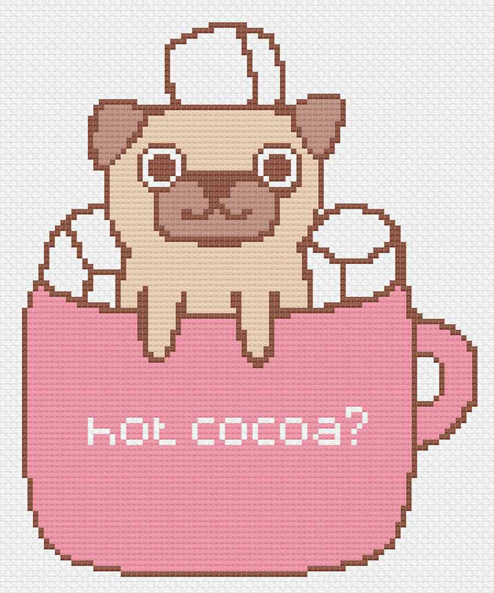 Stitched preview of Hot Cocoa? Counted Cross Stitch Pattern and Kit