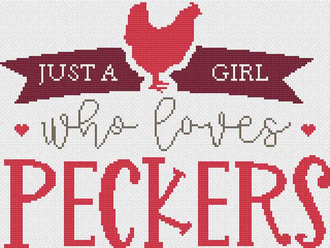 Stitched preview of Just A Girl Counted Cross Stitch Pattern and Kit