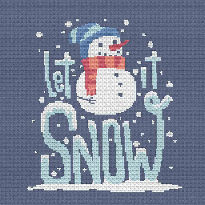Stitched preview of Let It Snow Counted Cross Stitch Pattern and Kit