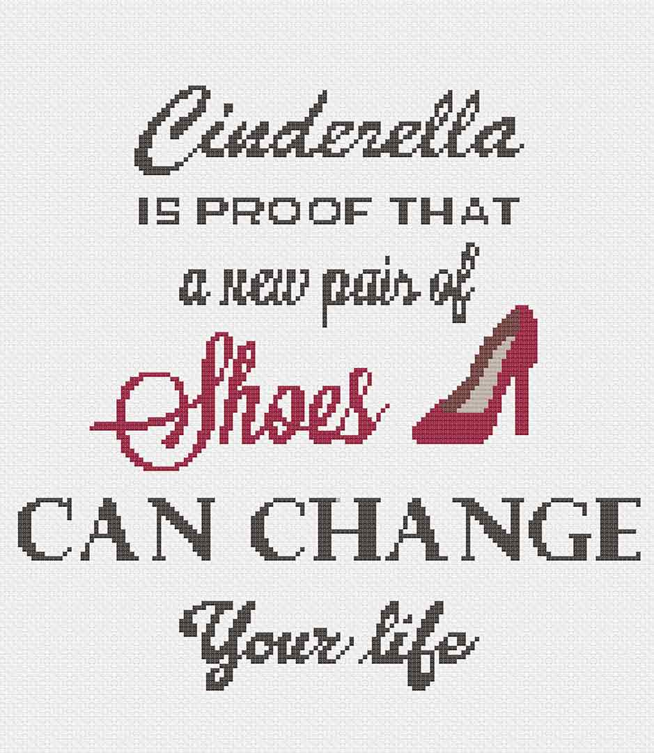 Stitched preview of New Shoes Counted Cross Stitch Pattern and Kit
