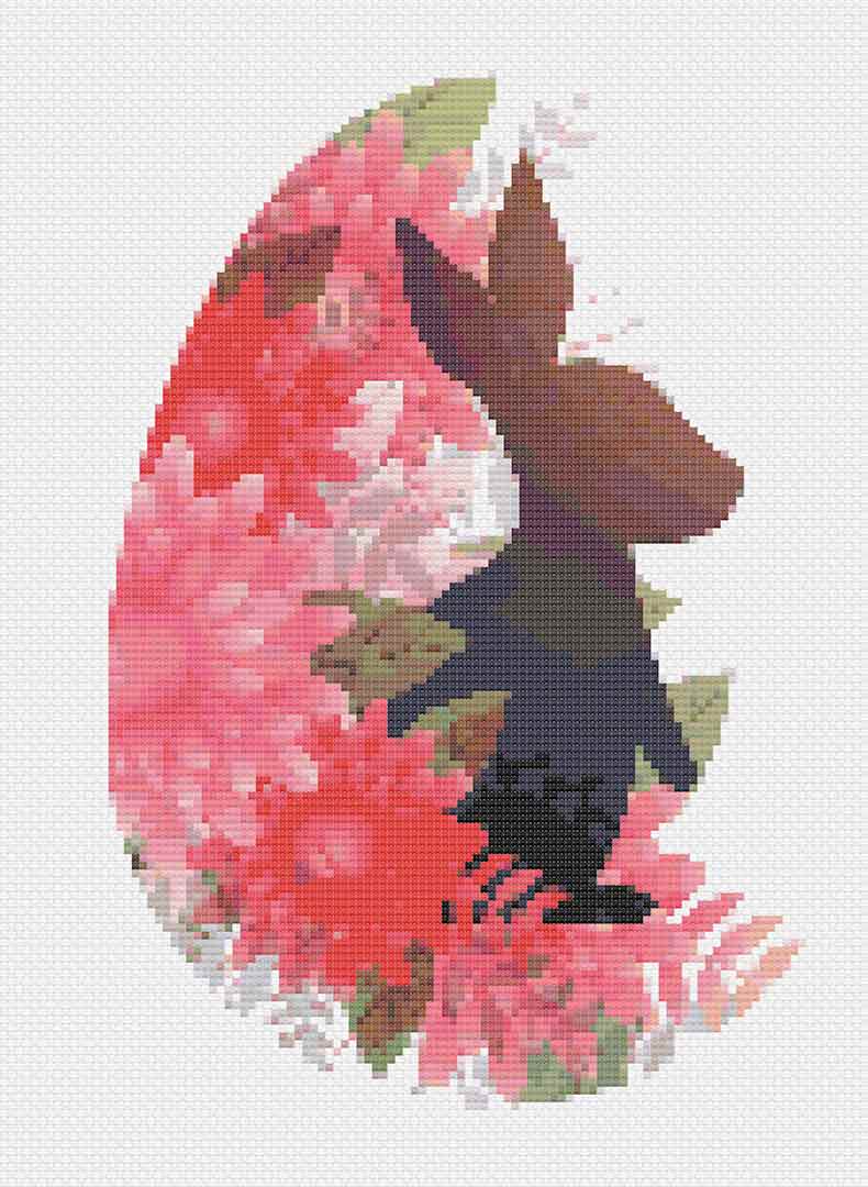 Stitched preview of Silhouette Rabbit Counted Cross Stitch Pattern and Kit
