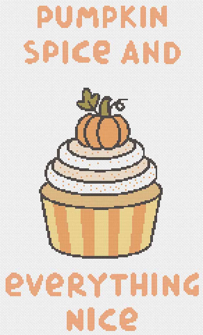 Stitched preview of Spicy Pumpkin Counted Cross Stitch Pattern and Kit