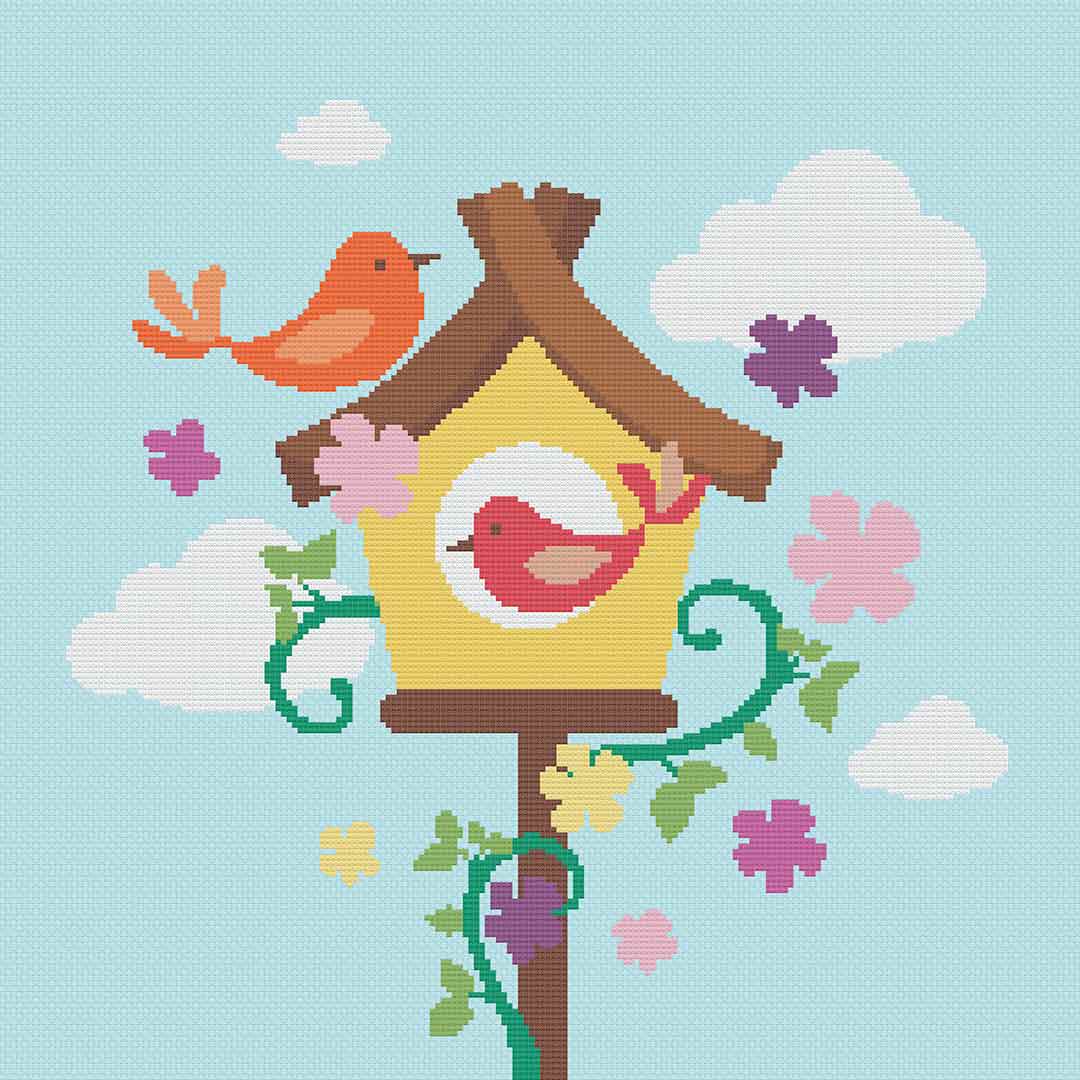 Stitched preview of Spring Is In The Air Counted Cross Stitch Pattern and Kit