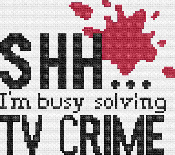 Stitched preview of TV Crime Counted Cross Stitch Pattern and Kit
