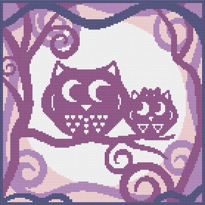 Two Spring Owls: Counted Cross Stitch Pattern and Kit